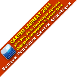 EARL CARPIO Laur&eacute;at 2011 Banque Populaire Centre Atlantique : 3&egrave;me prix de la Dynamique Agricole, Cat&eacute;gorie Innovation et Savoir-Faire